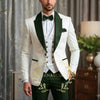 Luxury Men's Wedding Suit Set featuring an ivory blazer and burgundy vest, perfect for weddings and formal events.