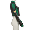 Chic PU leather Y2K motorcycle jacket for women, featuring trendy letter print and lightweight design for casual outings.