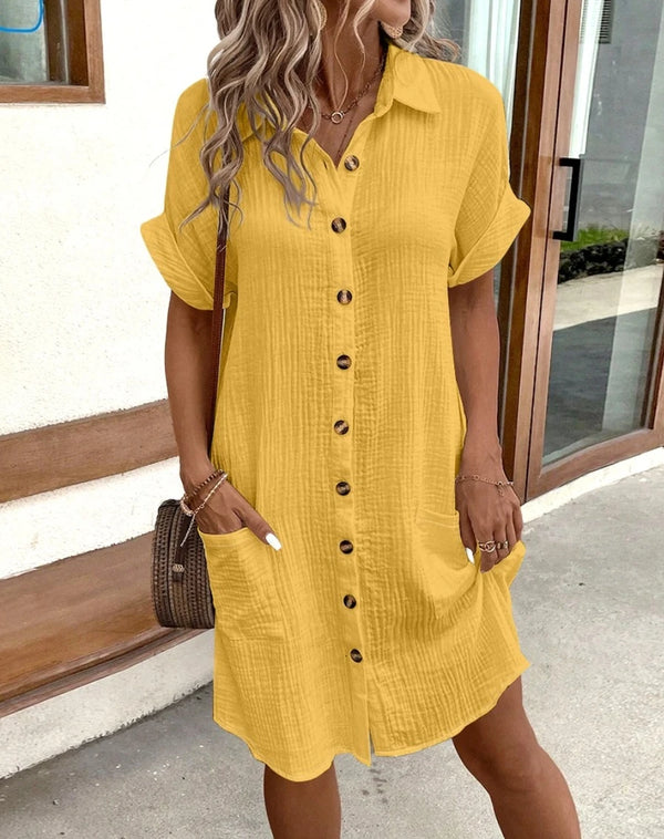 Effortless mini dress in breathable fabric perfect for transitional seasons and summer heat