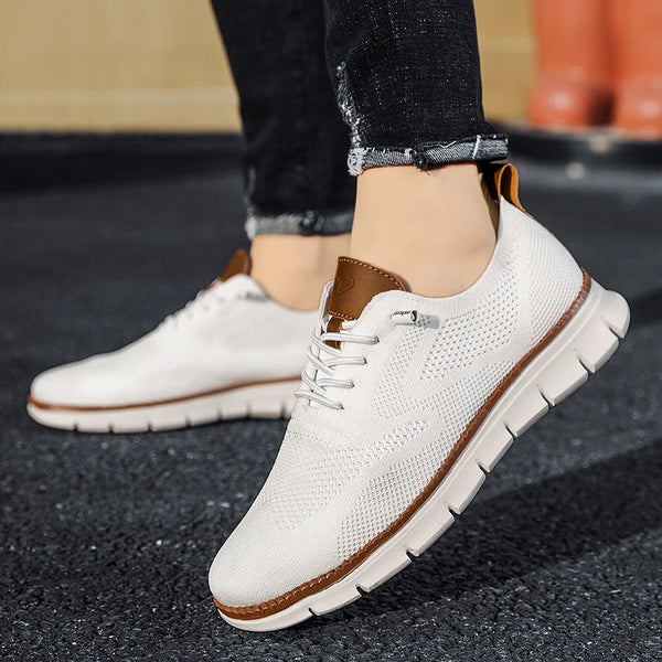 Lightweight performance shoes featuring fly-weave mesh and ankle support