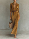Close-up of the tasteful belt on the Autumn Whispers dress, accentuating the waistline.