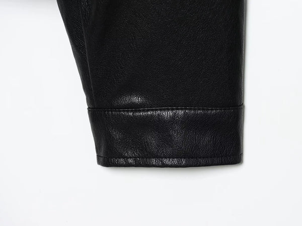 Chic faux leather bomber jacket for women, perfect for autumn fashion and versatile layering with a stylish turtleneck collar