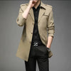 Classic men's long trench coat in lightweight polyester for spring and autumn, perfect for business casual and stylish wear.