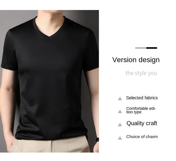 Versatile silk blend v-neck tee for everyday wear
