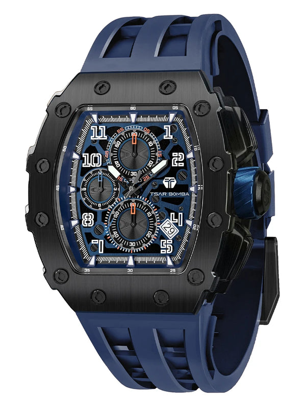 TSAR BOMBA watch with a focus on the quartz movement technology.