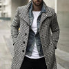 Chic Plaid Men's Trench Coat with single-breasted closure, perfect for cold weather and stylish daily wear. Available in size