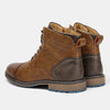 Brown ankle boots featuring side zipper and durable leather construction
