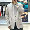Italian men's casual stand-up collar jacket in dark navy, perfect for autumn and winter wear.