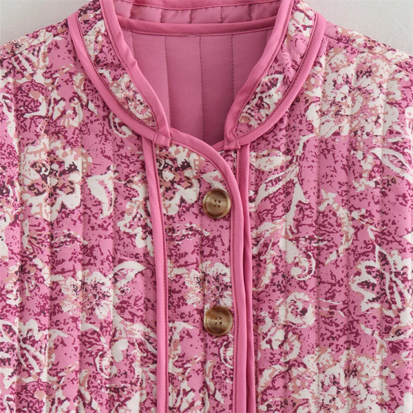 Button-front printed jacket in soft cotton blend fabric for everyday wear