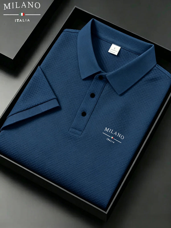 Short-sleeved casual polo in soft polyester-elastane blend