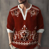 Sophisticated geometric pattern henley in breathable natural fabric