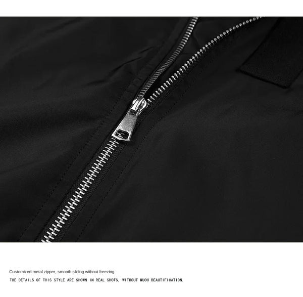 Men's slim fit bomber jacket in lightweight tactical design, perfect for spring travel and casual outings with ribbed sleeves