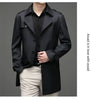 Classic men's long trench coat in polyester, perfect for spring and autumn, featuring a slim fit and turn-down collar.