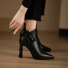 Pointed toe leather pumps with shearling insole and modern buckle embellishment