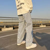 Trendy blue jeans with a loose fit, perfect for casual outings.