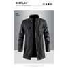 Men's waterproof trench coat in neutral color, perfect for business casual style and urban commuting in spring and fall.