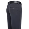 Men's elastic waist trousers with button fly and sleek flat-front styling