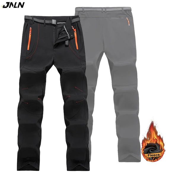 Fleece-lined waterproof hiking pants for cold weather outdoor adventures