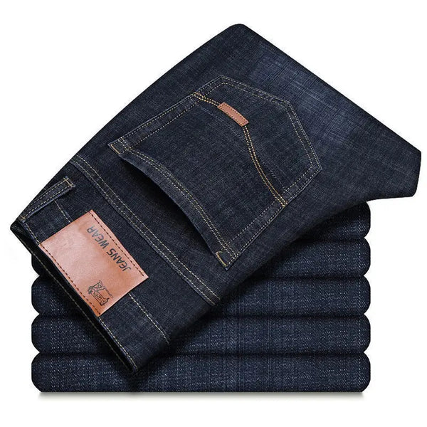 Classic fit denim jeans for men with zipper fly and flexible comfort perfect for active lifestyles