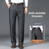 Effortless Elegance Anti-Wrinkle Straight Leg Trousers in neutral color on white background
