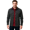 Men's Western Flannel-Lined Casual Jacket with metal buttons, multiple pockets, and cozy flannel lining for cool weather.