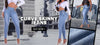 All-season high-waist denim jeans in relaxed wide leg style with slight stretch fabric