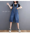 Relaxed baggy denim jumpsuit in solid color with vintage suspenders for contemporary streetwear