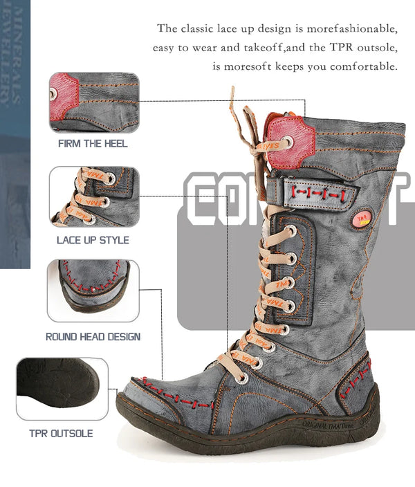 Women's handmade snow boots with convenient side zip and flat heel