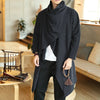 Men's vintage cotton trench jacket with scarf collar in navy, perfect for spring outings and casual wear.