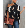 Elegant floral print blouse with batwing sleeves, halter collar, perfect for casual or office wear, soft cotton-polyester ble