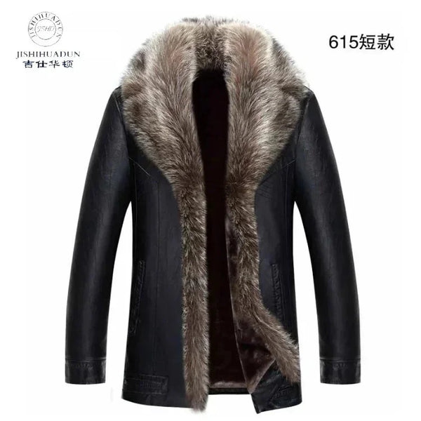 Warm winter jacket with a stylish raccoon fur collar.
