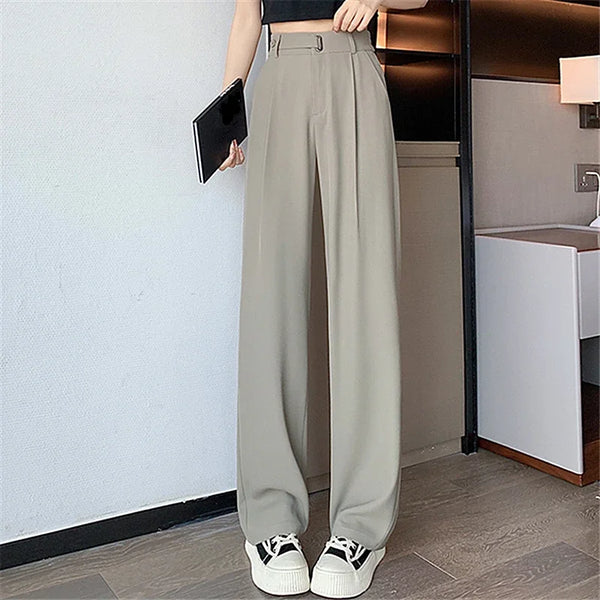 Modern wide leg pants with high waist design perfect for office or evening wear