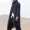 Men's vintage cotton trench jacket with scarf collar in navy, perfect for spring outings and stylish casual wear.