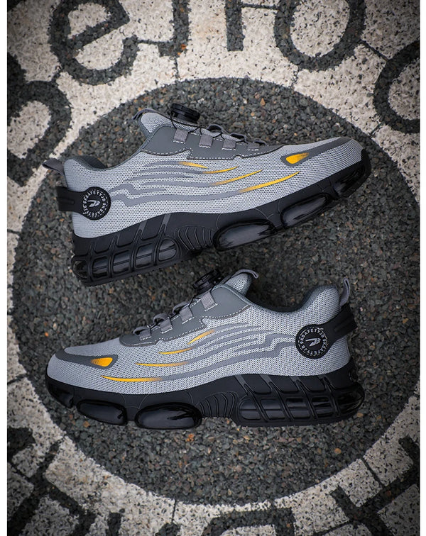 Work boots with steel toe cap designed for hazardous environments and demanding terrain