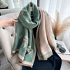 Large lightweight shawl scarf with a stunning leaf print, ideal for layering in winter.
