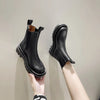 Chic Chelsea boots for women with thick sole, slip-on design, and durable rubber outsole, perfect for spring and autumn wear.