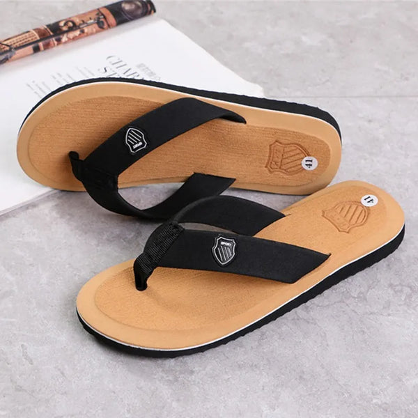 Non-slip flip flops for men in packable travel design