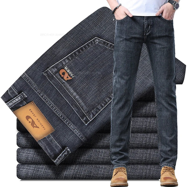 Sleek tapered jeans with structured comfortable fit