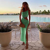 Lightweight polyester dress with drawstring waist and split detail