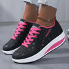 Breathable cotton-lined platform sneakers with secure lace closure