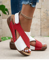 Cushioned platform sandals with peep toe and secure adjustable closure
