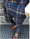 Plaid slim fit suit pants for men, stylish and casual, perfect for autumn and winter, made from premium polyester.