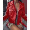 Chic slim-fit biker's leather jacket for women in premium PU leather, perfect for autumn and winter fashion.