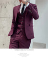 Elegant men's 3-piece suit set with blazer, vest, and pants, perfect for business, weddings, and formal occasions.
