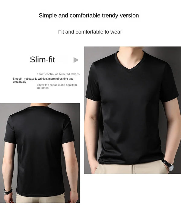 Men's premium v-neck t-shirt in solid color