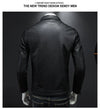 Men's slim fit PU leather moto jacket with zipper closure, waterproof, wind-resistant, perfect for casual and motorcycle ride