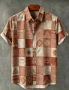 Breathable geometric print vacation shirt with single-breasted closure and relaxed fit for men