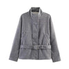 Loose-fit fall outerwear featuring sash belt and versatile polyester fabric