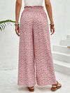 Floral wide-leg chiffon pants for women, ankle-length, elastic waist, perfect for summer fashion and casual chic style.