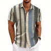 Bold vertical stripe shirt with color block pattern and relaxed regular fit for summer wear